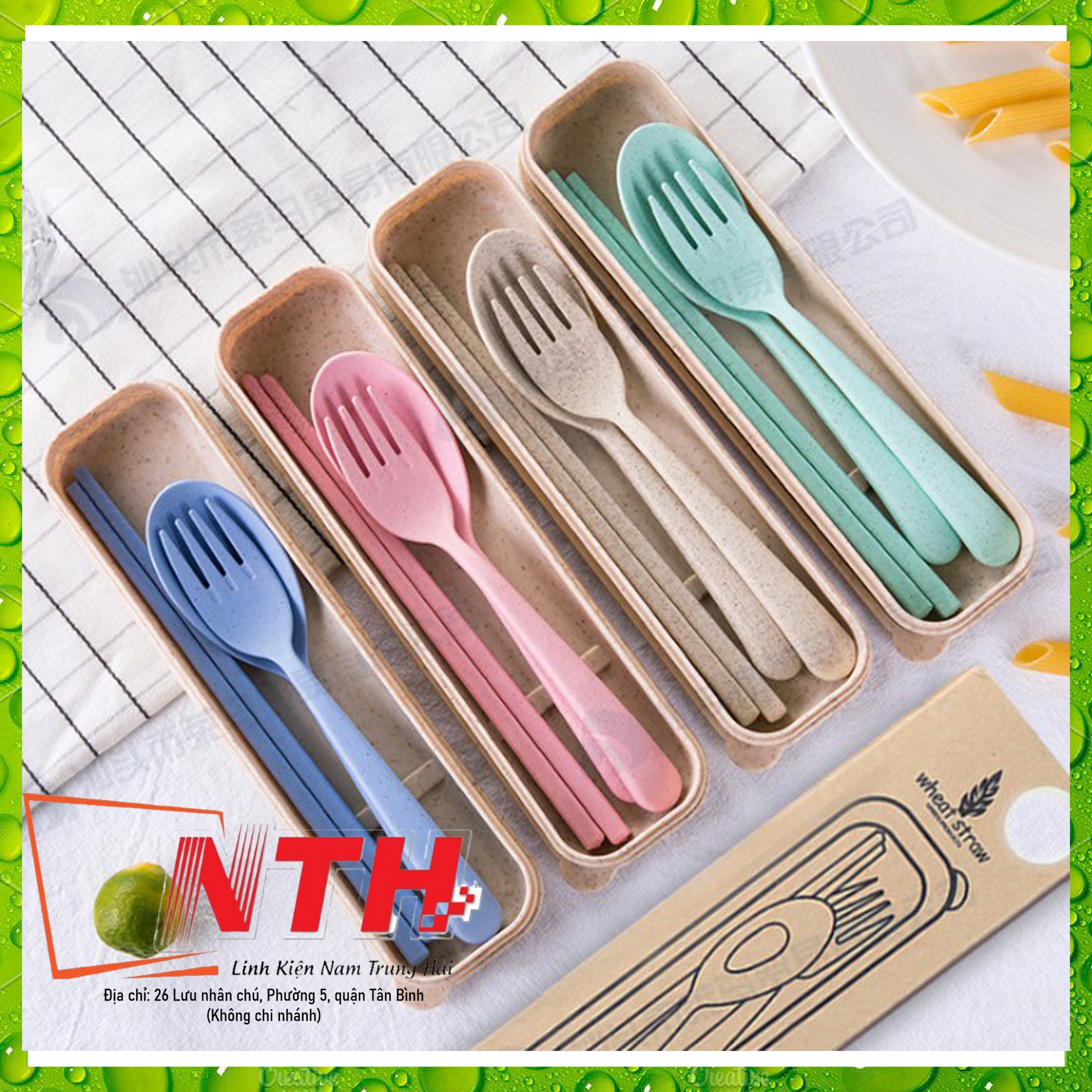 Bộ Muỗng Đũa Lúa Mạch An Toàn Cho Sức Khỏe Mẫu Mới-Giao màu ngẫu nhiên