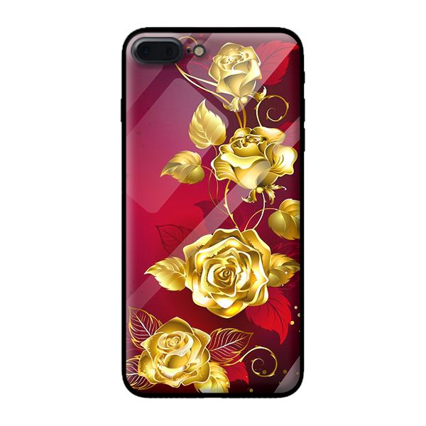 Ốp kính cho iPhone 8 Plus mẫu NỀN ĐỎ HOA 3 - Hàng chính hãng