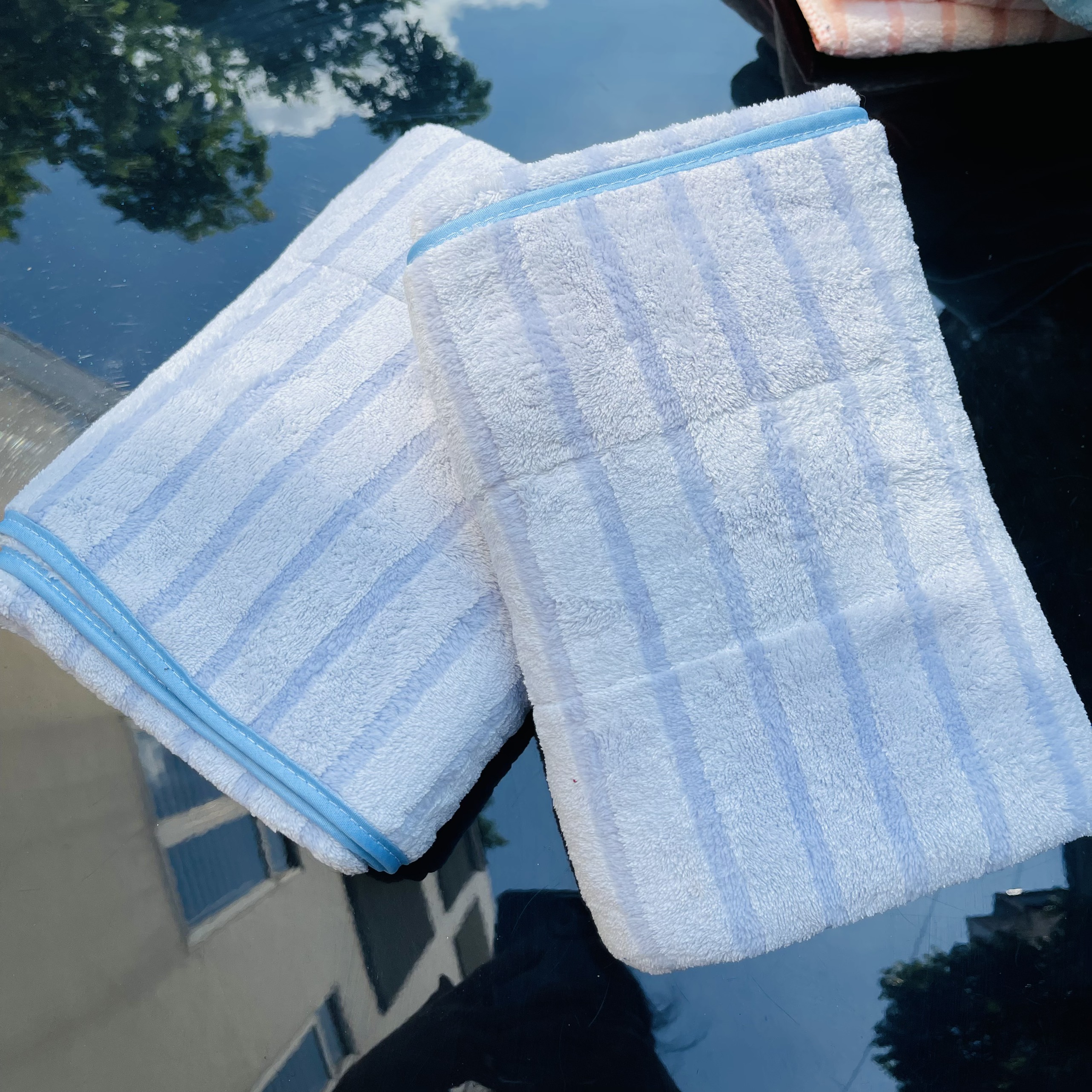 Khăn tắm lông cừu cao cấp, Kẻ sọc nổi, KT 50x100cm