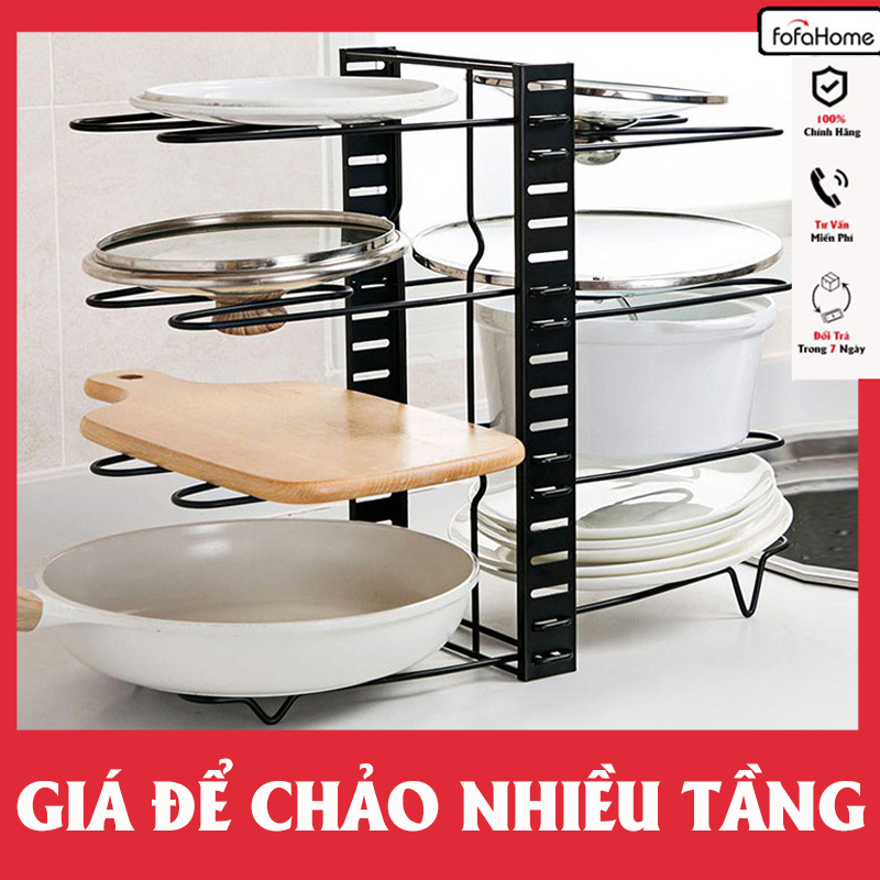 Giá Để Chảo, Xoong, Nồi, Kệ Gác Vung Nồi Gọn Gàng Sạch Sẽ Thông Minh Nhiều Tầng Sắp Xếp Thanh Ngang Tuỳ Ý