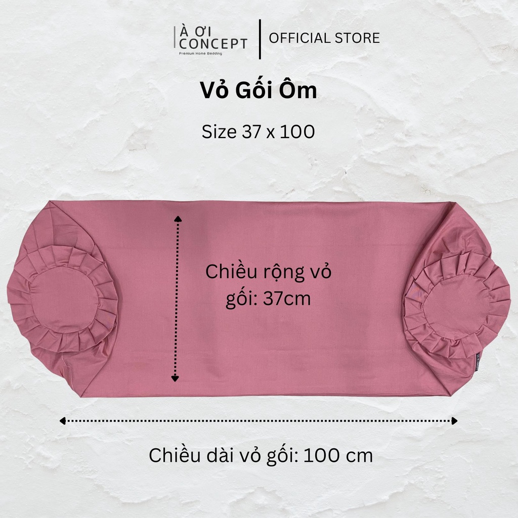 Vỏ Gối Ôm Cotton Satin Hàn Quốc Cao Cấp À Ơi Concept Hoạ Tiết Nhiều màu Dây kéo khoá Size 37x100 cm