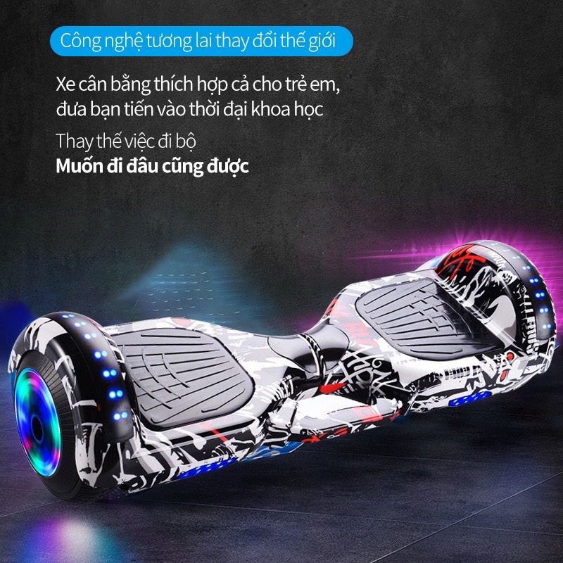 Xe Điện Cân Bằng Thông Minh Thế Hệ Mới - Xe Thăng Bằng Kết Nối Blutooth Nghe Nhạc, Bánh Xe Đa Sắc Màu