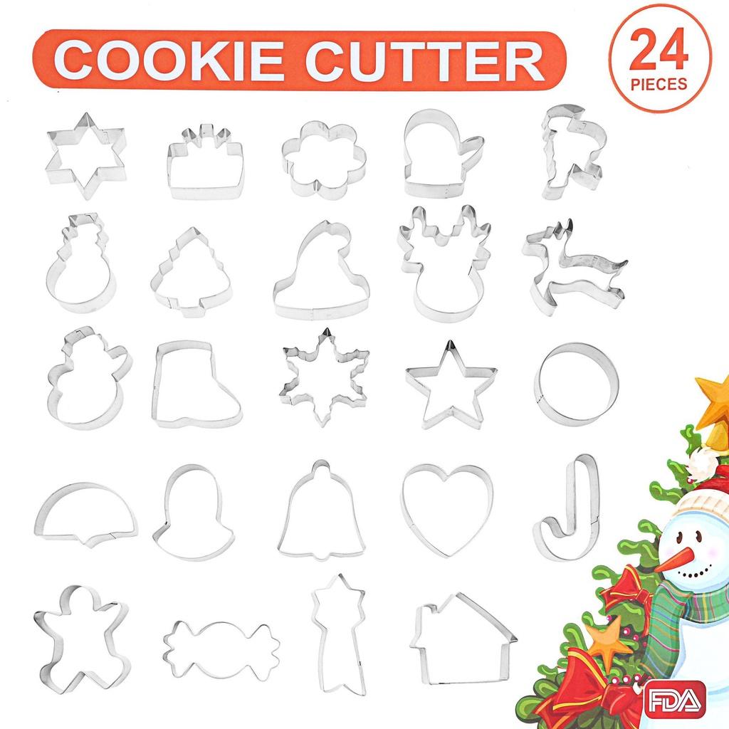 Khuôn Bánh Quy Cookies Bộ 24 Khuôn Nhấn Cookie Cutter noel Giáng sinh Nhiều Mẫu Cao Cấp - CBQUYNOEL24P