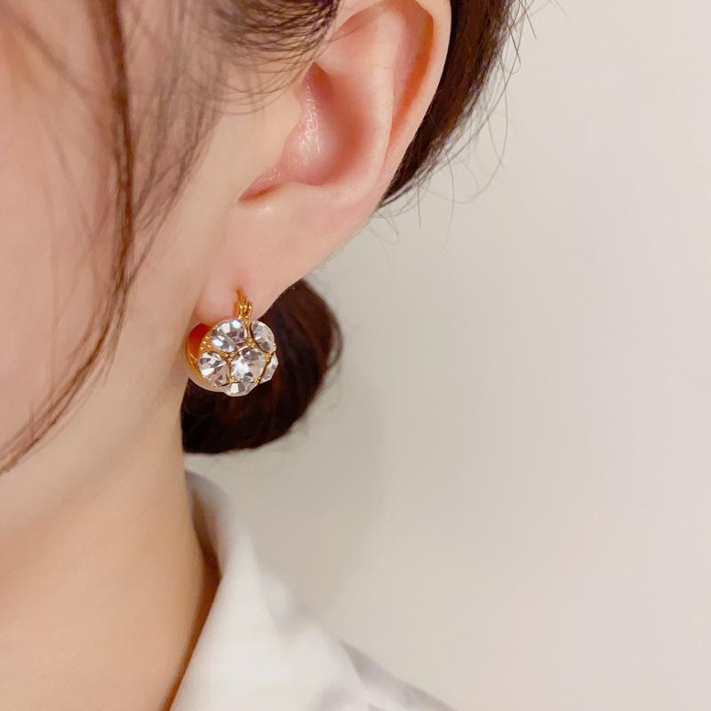 Bông tai hai mặt đá hột tròn