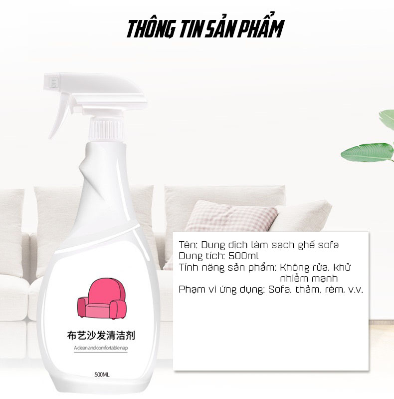 Dung Dịch Tẩy Rửa Vết Bẩn Ghế Sofa Nội Thất Bằng Vải Nỉ Cao Cấp 500ml