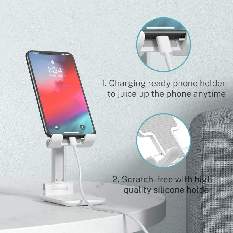 Adjustable Phone Holder Foldable Tablet Stand Mobile Phone Mount Compatible with All Smartphones