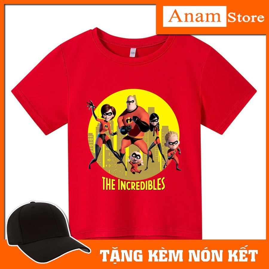 Áo thun trẻ em gia đình siêu nhân, Tặng kèm nón kết, có size người lớn, Anam Store