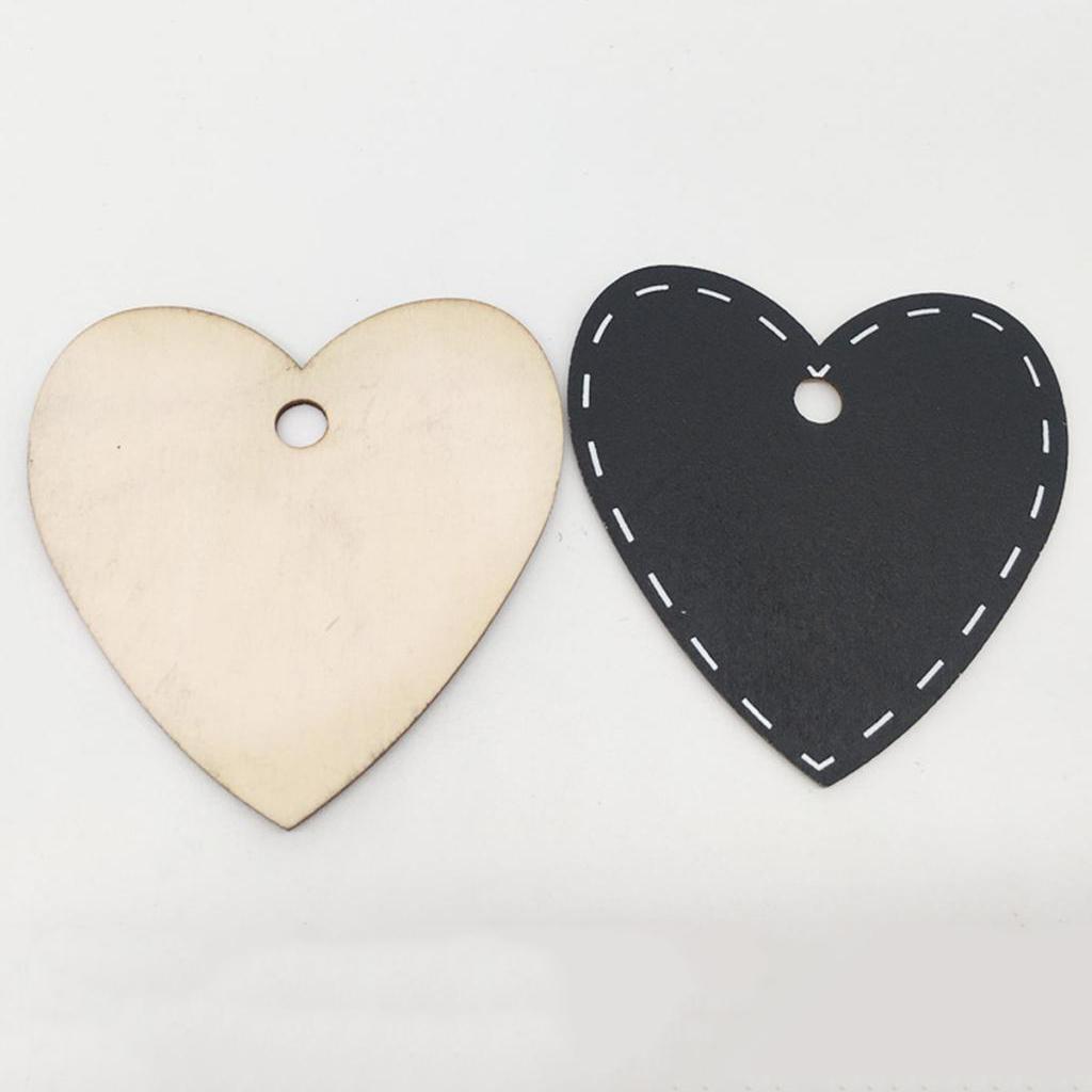 10 Pieces 72x73mm Gift Tags Wood Love Heart Shapes Signs with String Wedding Craft Hang Tags Mini Hanging Wooden Blackboard Valentine's Day Gift Party Supplies