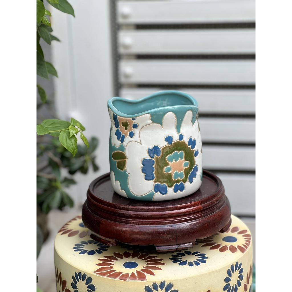 CHẬU TRỒNG CÂY GỐM SỨ THỦ CÔNG DÙNG TRANG TRÍ DECOR HÀNG XUẤT KHẨU