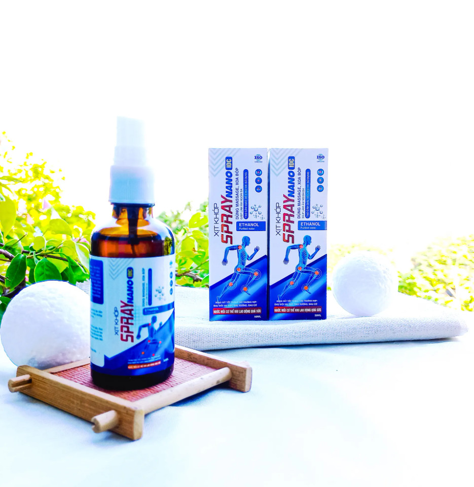 Xịt khớp SPRAY NANO IDC dùng xoa bóp giảm nhanh các triệu chứng đau mỏi vay gáy, xương khớp, bong gân hộp 50ml