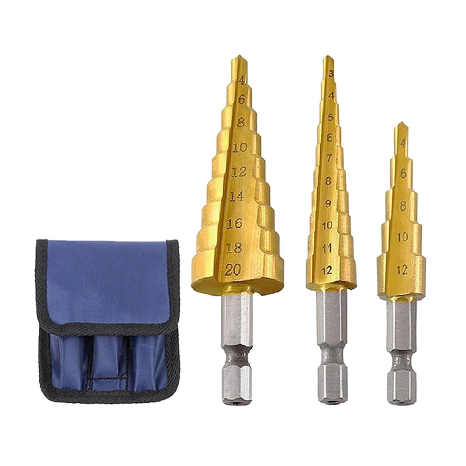 3x Step Drill Bit Portable Drilling for Hole Cutter Wood Core Drilling
