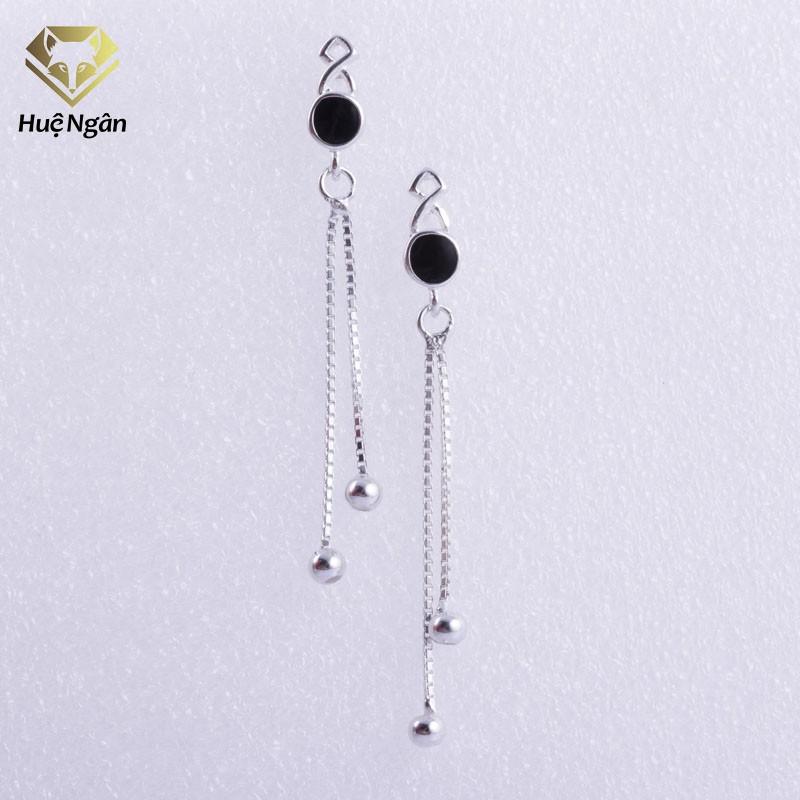 Bông tai bạc Ý 925 Huệ Ngân - Vô cực dáng dài ZCE15107