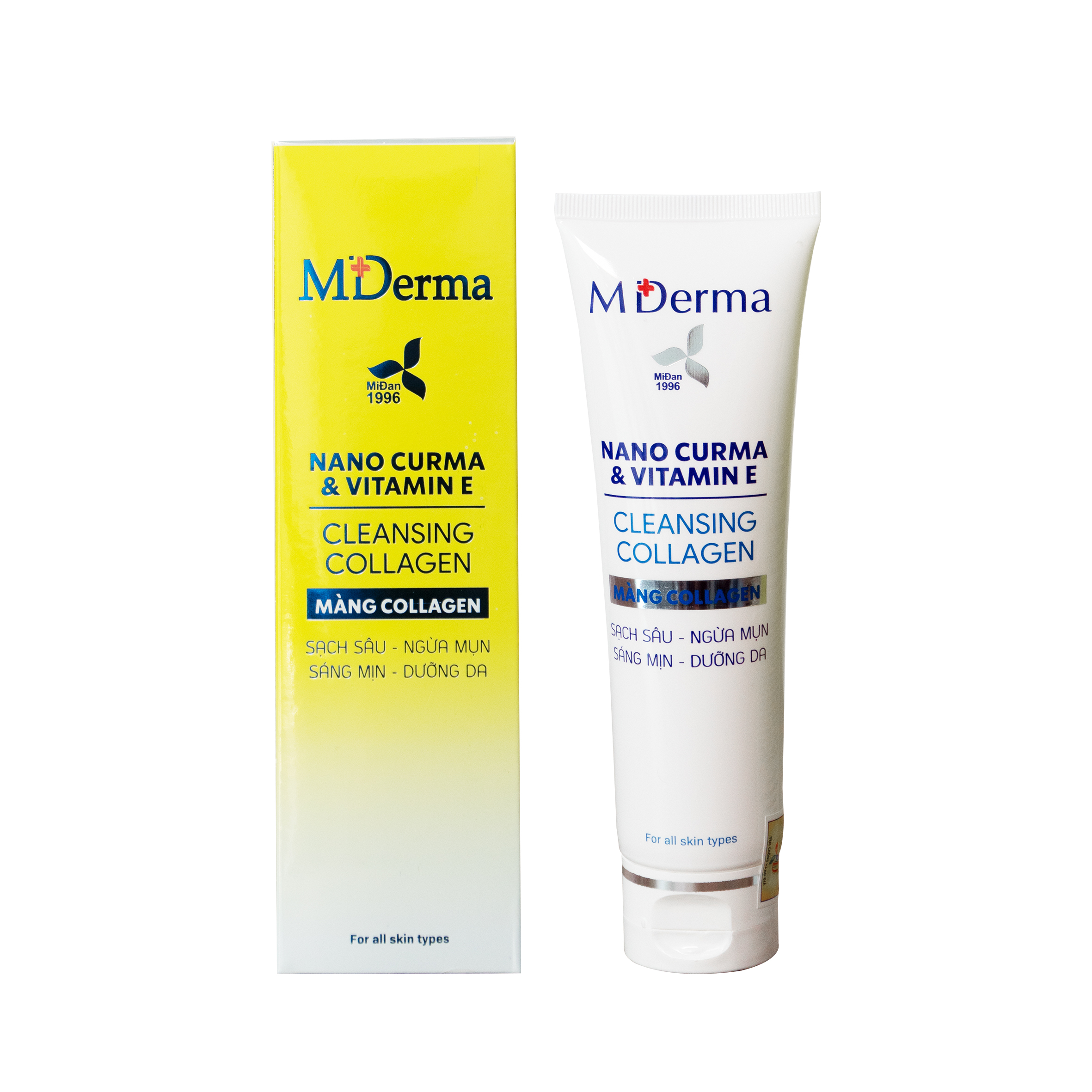 Sữa rửa mặt MDerma Nano Curma & VitaminE màng Collagen - 150gr - Sạch sâu, ngừa mụn, sáng mịn da