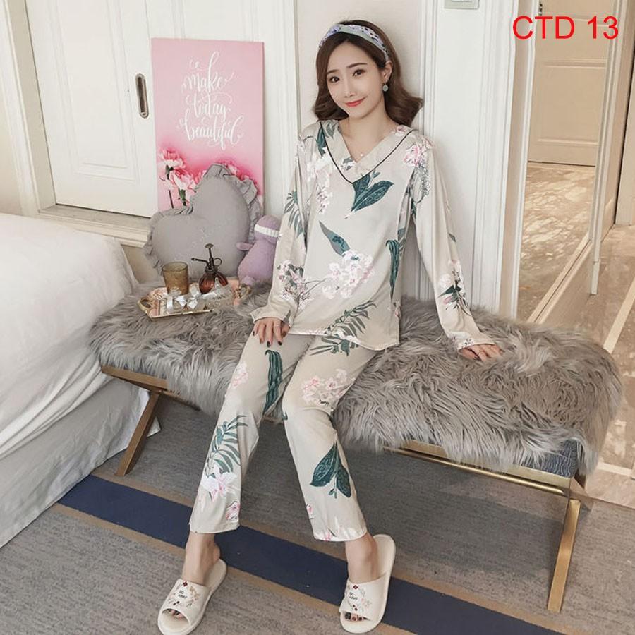 Bộ Cotton lụa sữa Bầu và Sau Sinh có chỗ cho con bú Hàng Quảng Châu Siêu Mát Siêu Thoáng - CTD13,XL <70kg
