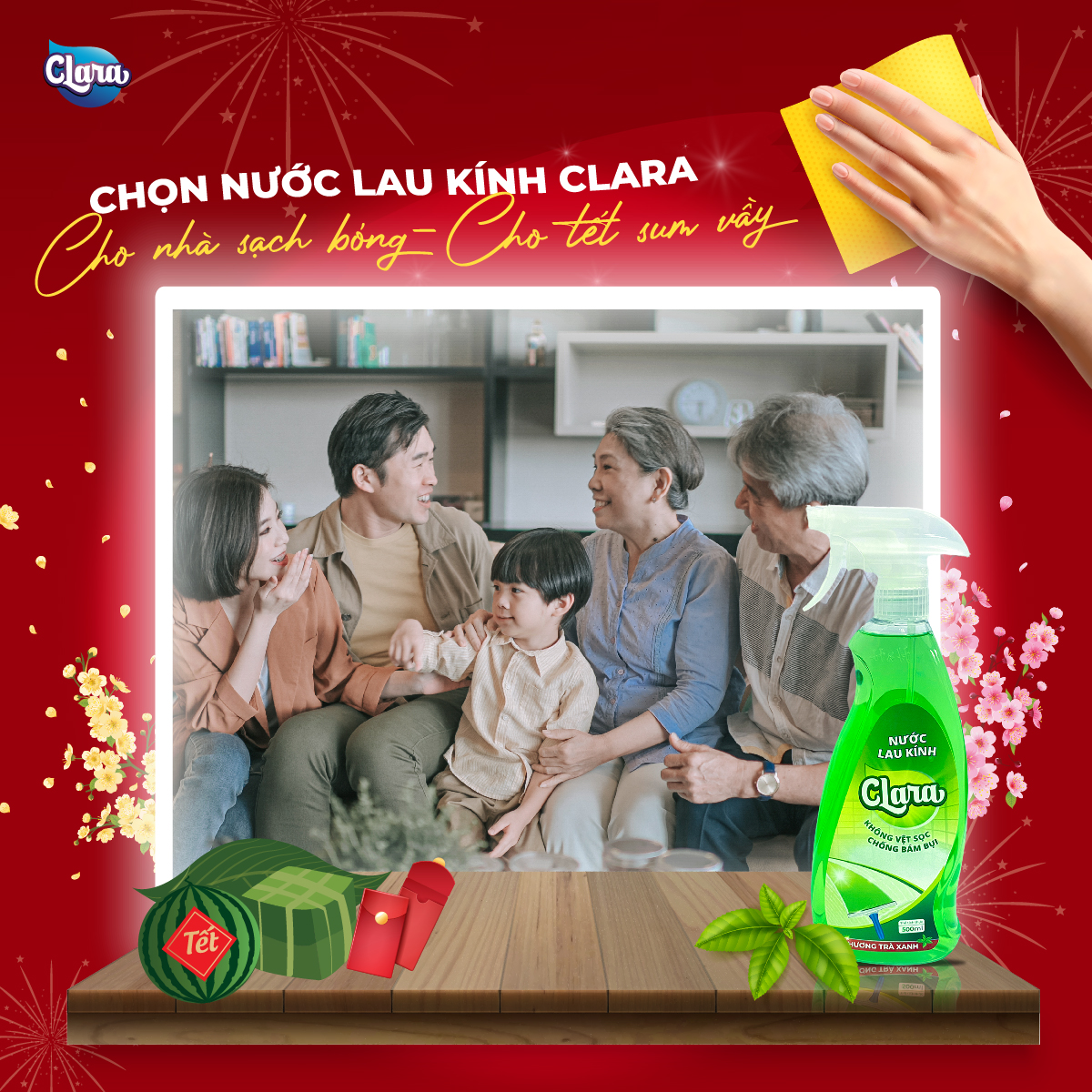 Nước lau kính Clara chai 500ml