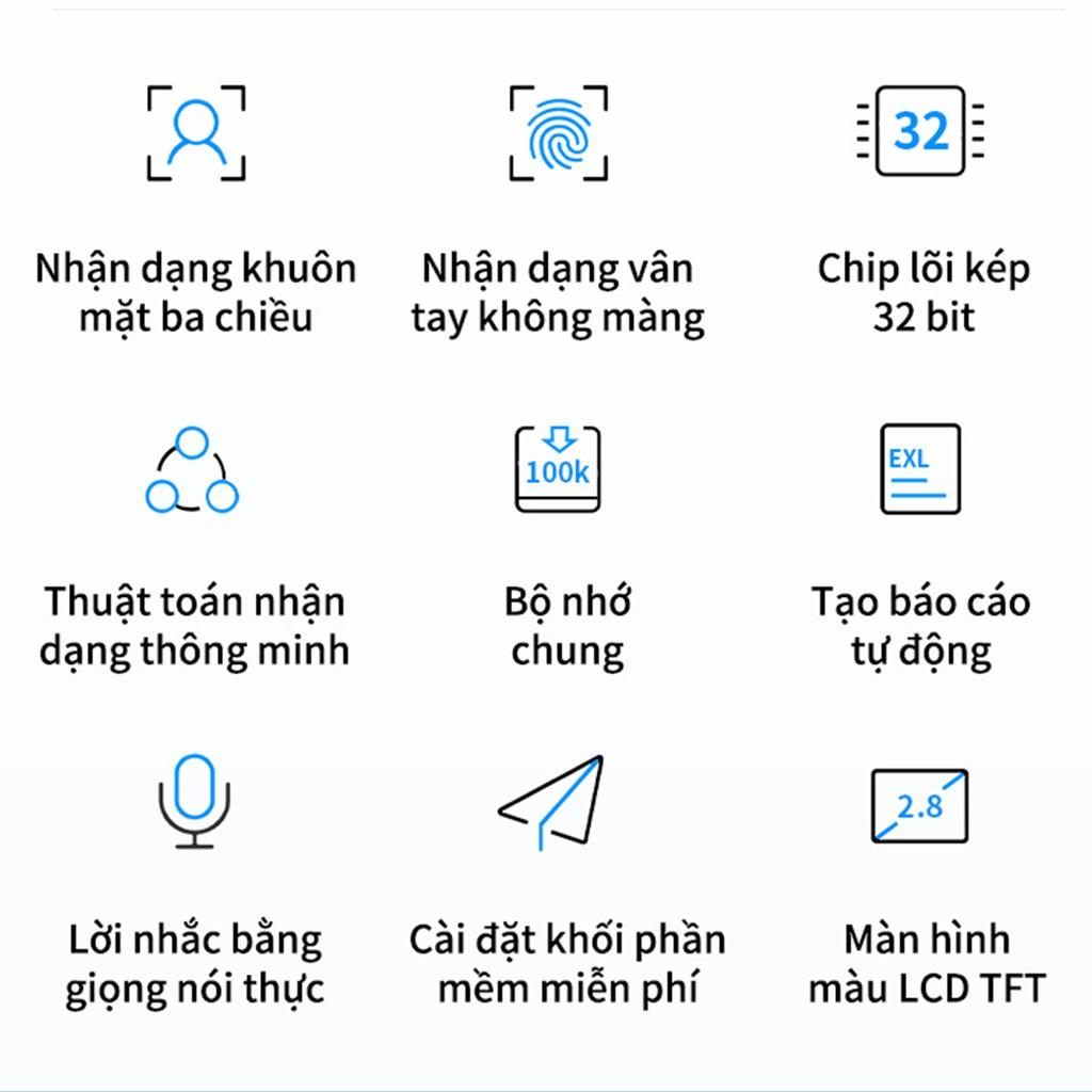 Máy Chấm Công Quét Vân Tay Và Nhận Dạng Khuôn Mặt Deli – Hàng Chính Hãng - Màu Đen Phù Hợp Văn Phòng- Liên Kết File Excel Nhanh Chóng - E3765