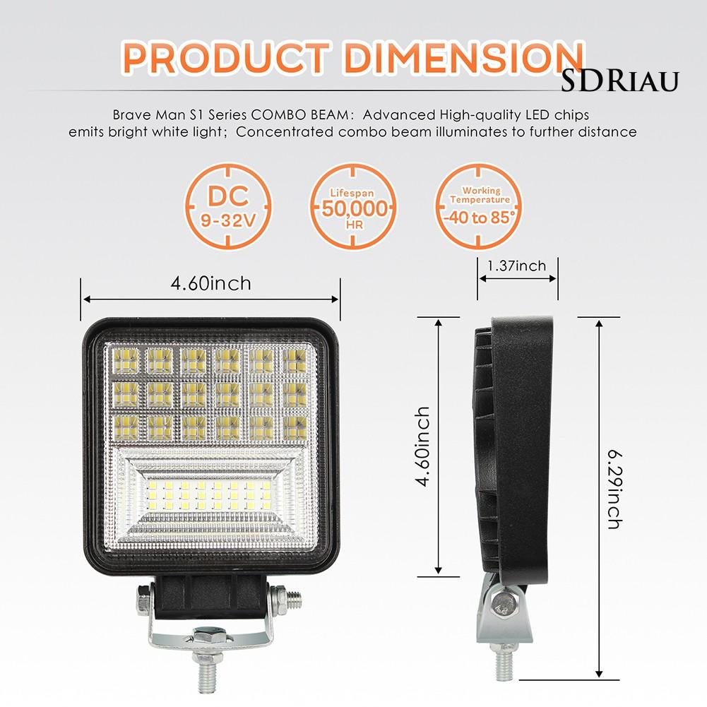Đèn Led Hình Vuông Siêu Sáng 126w Cho Xe Hơi
