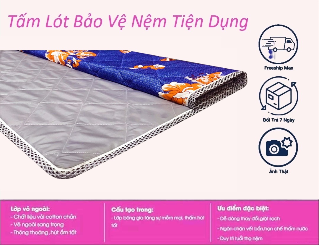 Tấm Lót Bảo Vệ Nệm Có Thun Chằn 4 Góc [Đủ Size