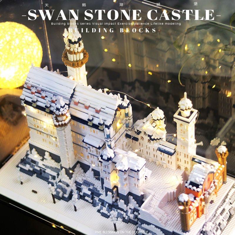Bộ đồ chơi xếp hình lắp ráp lâu đài kiến trúc Hồ thiên Nga Swan lake Castle Mini block city building