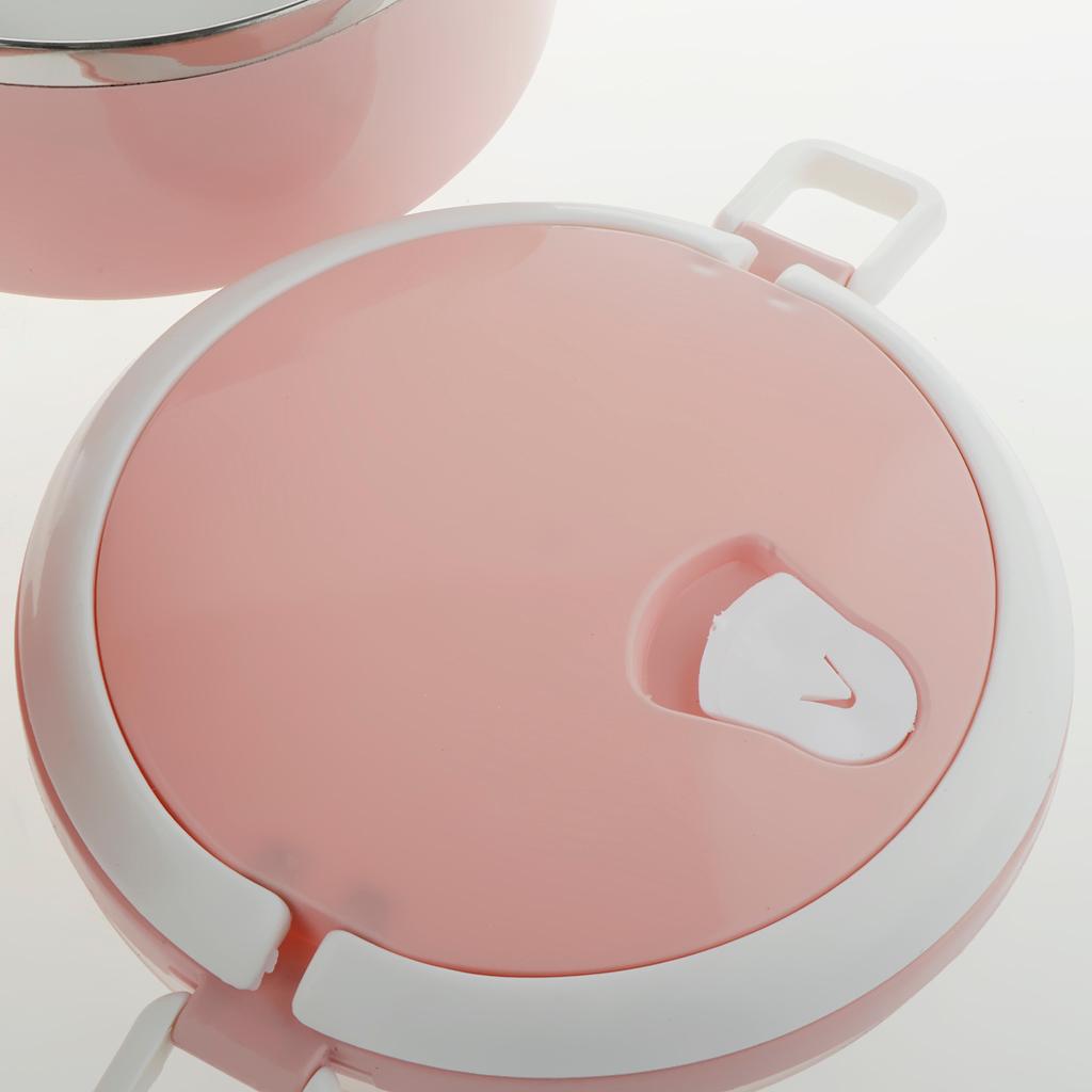 Stainless Steel Thermal Lunch Box Portable Tiffin Bento Box 2 Tier Pink