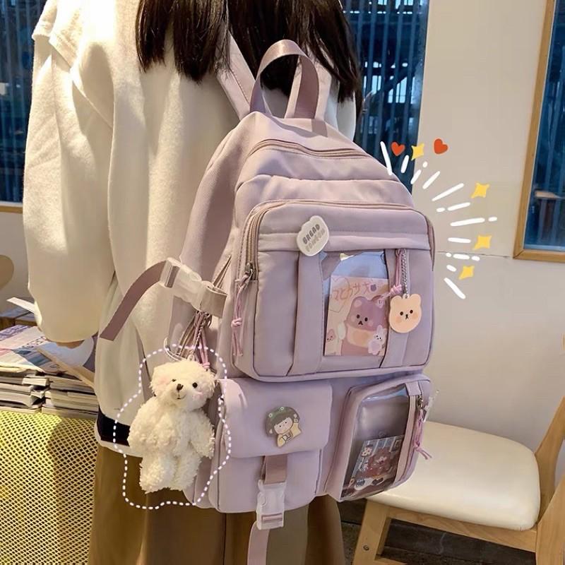 Balo đi học màu pastel nhẹ nhàng xinh xắn ️ HÀNG CÓ SẴN - 3 hộp túi trong
