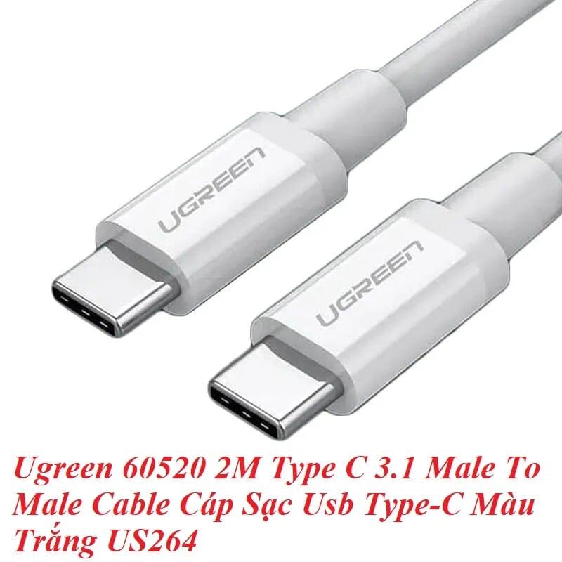 Ugreen UG60520US264TK 2M màu trắng Dây USB Type-C sang USB Type-C - HÀNG CHÍNH HÃNG