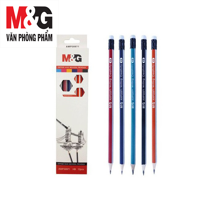 Combo 5 Bút chì chuốt M&G AWP30971 nhiều màu, ngòi HB