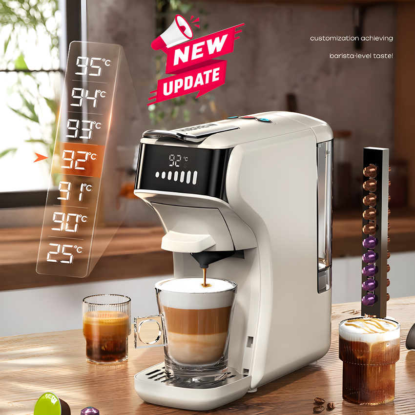 Máy pha cà phê 6 trong 1, Espresso, Viên Nén Nespresso, Ne.scafe Dolcegusto, Kcup, Túi ESE POD và Trà. Thương hiệu Mỹ cao cấp HiBREW - H1B. HÀNG CHÍNH HÃNG