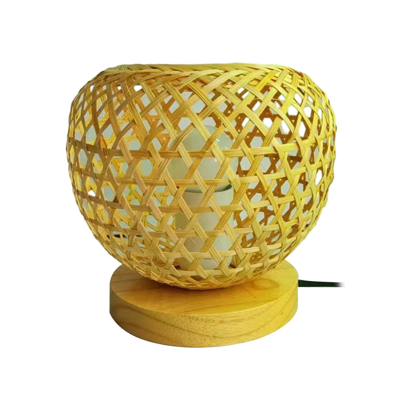 Bamboo Table Lamps Beside Lamp Reading Light Retro Decorative Desk Lamp Rattan Table Lamp for Living Room Tabletop Home Study Room Bedroom
