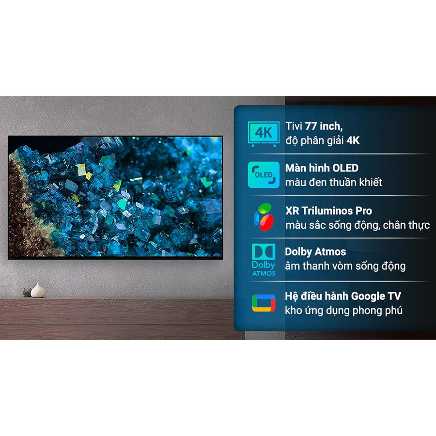 Google Tivi OLED Sony 4K 77 inch XR-77A80L - Model 2023 - Hàng chính hãng