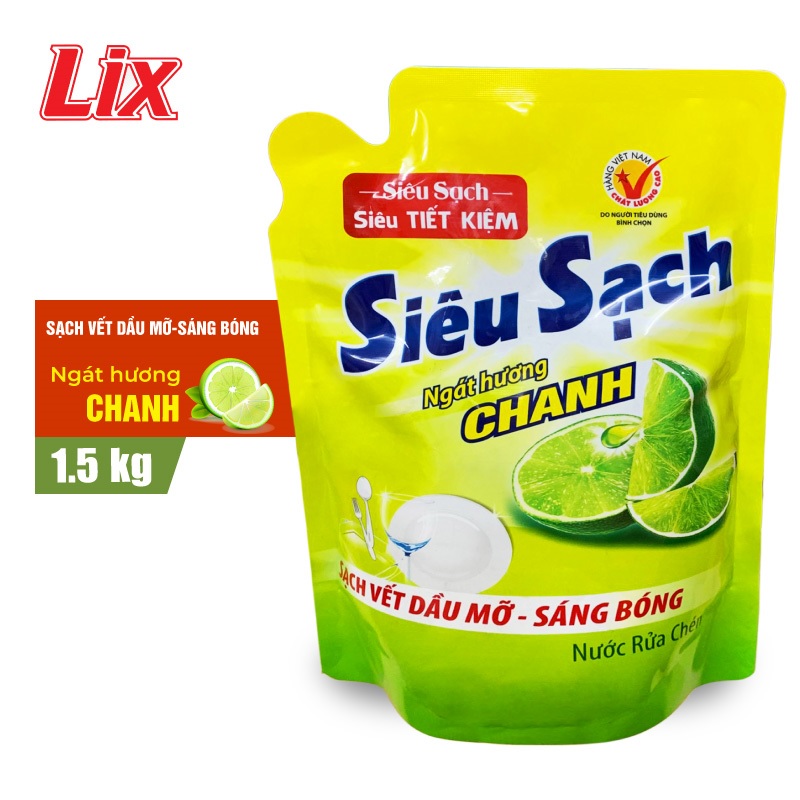 Túi nước rửa chén LIX siêu sạch hương chanh 1.5kg N4302