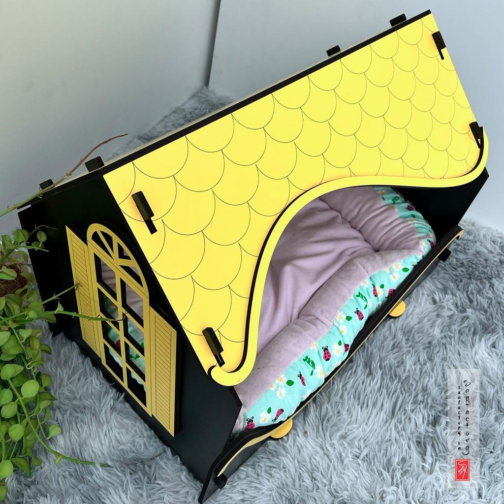 Nhà chuồng chó mèo BHP11 bằng gỗ thiết kế hiện đại lắp ghép tiện lợi