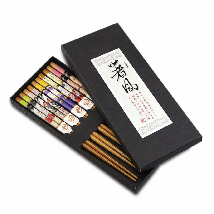 Combo 03 Set đũa tre Tanaka in họa tiết hoa văn tinh xảo - Nội địa Nhật Bản