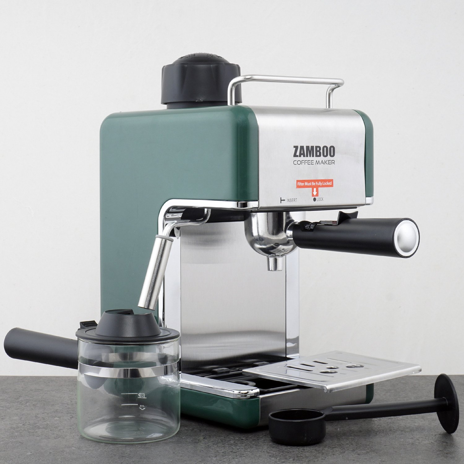 Combo máy pha cà phê Espresso Zamboo ZB-68CF + máy xay Zb-100g - hàng chính hãng