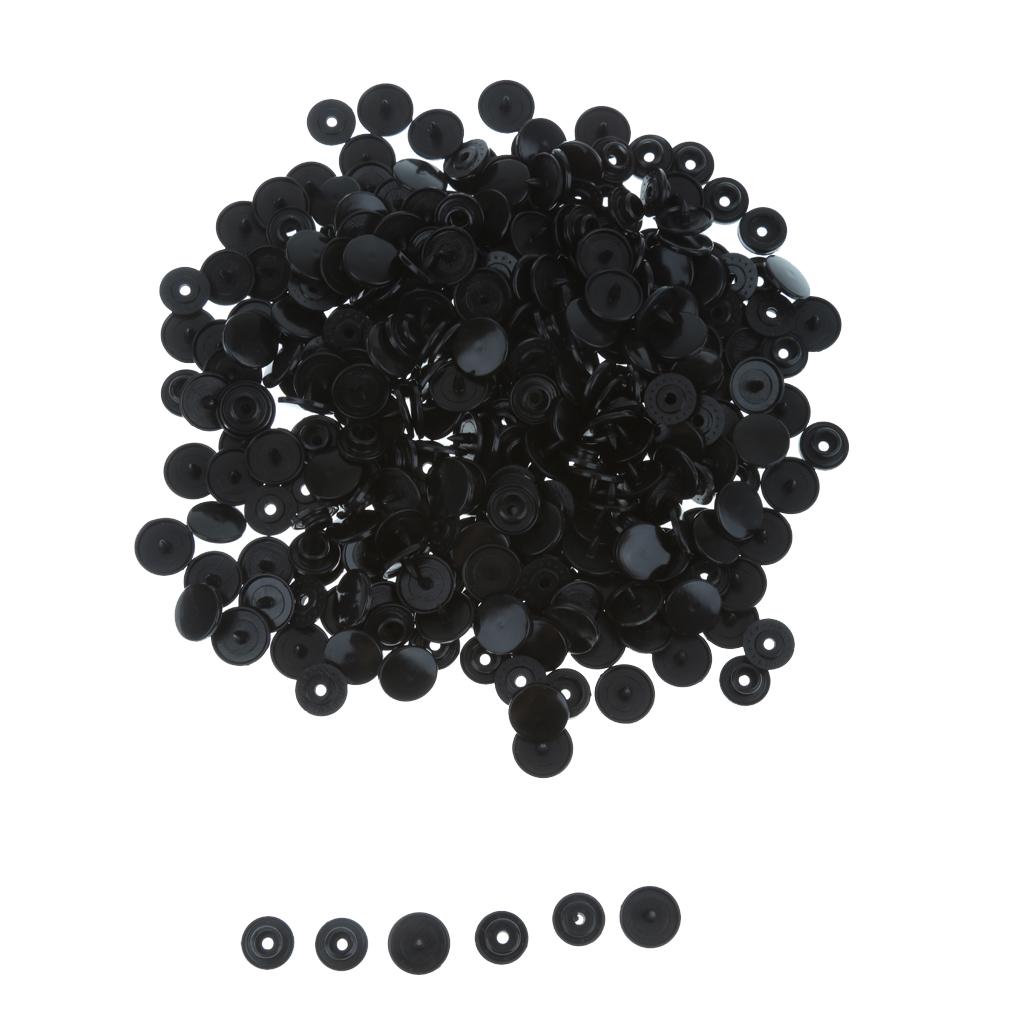 100 Sets T5 Resin Snap Buttons Fasteners Poppers 12.4MM Black