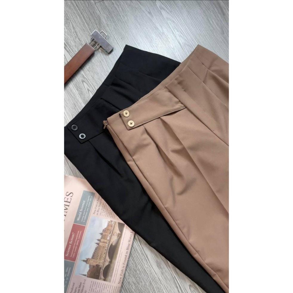 Thời trang quần quần Baggy nữ Cạp Cao Khóa Sườn Chất Vải Tuytsi Cao Cấp