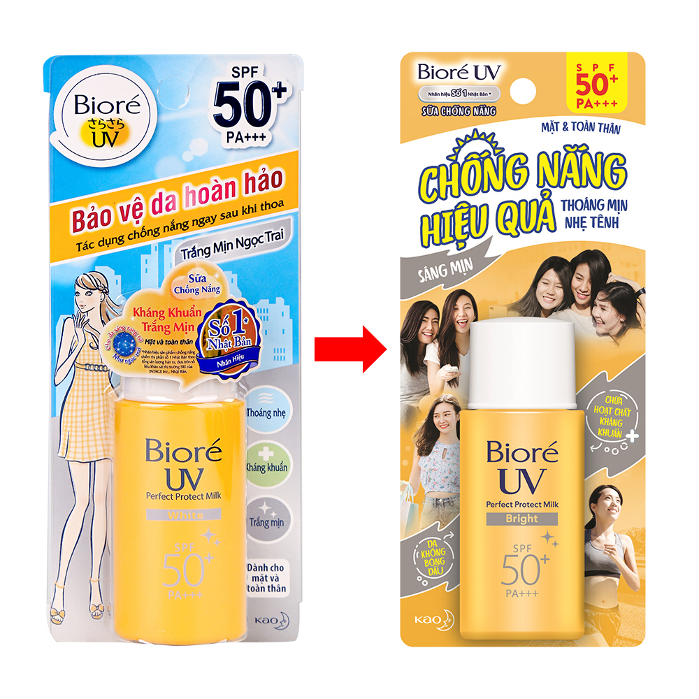 Sữa chống nắng bảo vệ da hoàn hảo trắng mịn ngọc trai Biore Perfect Protect Milk White SPF 50+/PA+++