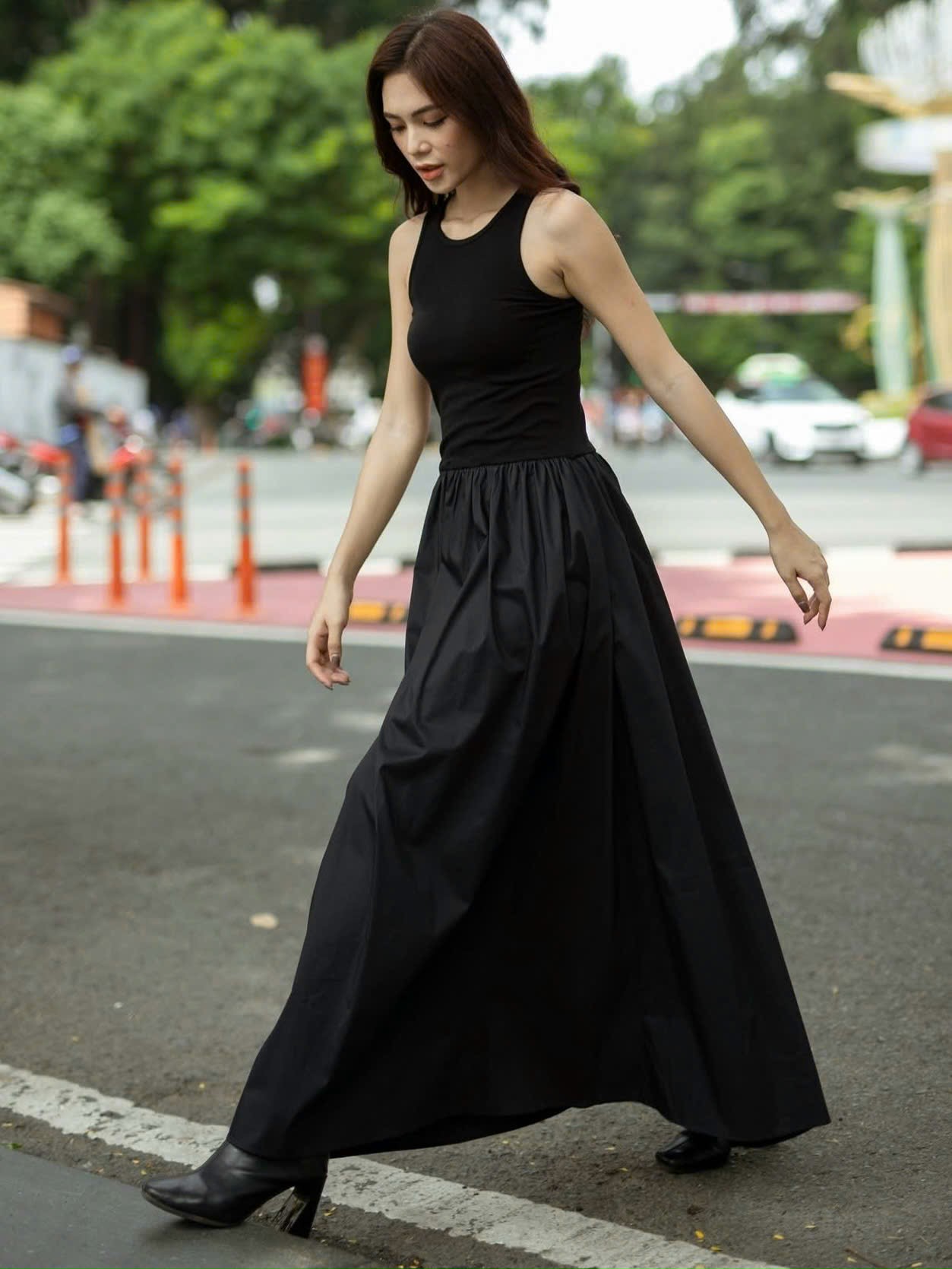 Đầm đen maxi ba lỗ NGADO , đầm nữ , Đầm thiết kế , váy thiết kế