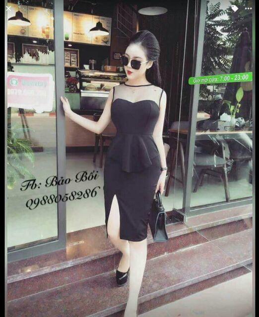 Đầm body cúp bèo đô lưới