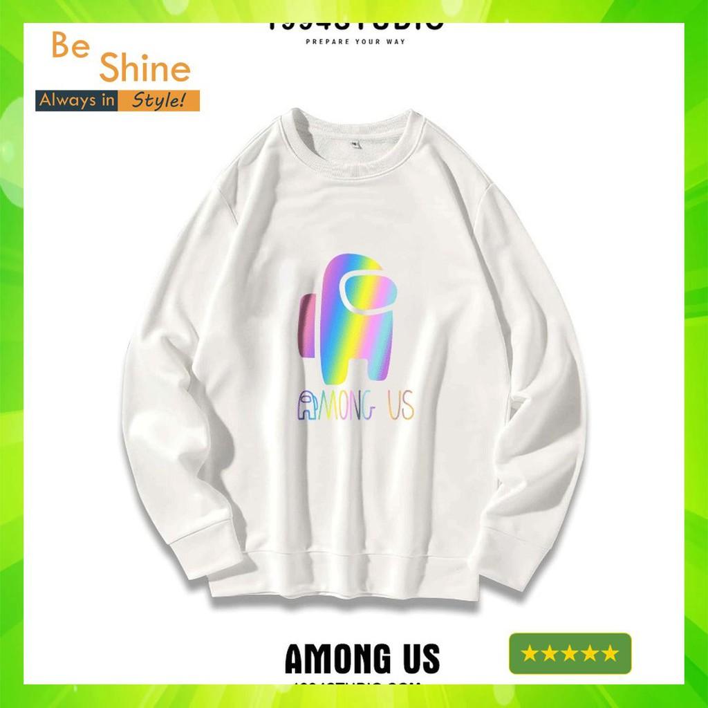 Áo Sweater Among US Phản Quang 7 màu Áo Nỉ Nam Nữ Dài tay Unisex in hiệu ứng Hologram Áo Đôi Thời Trang