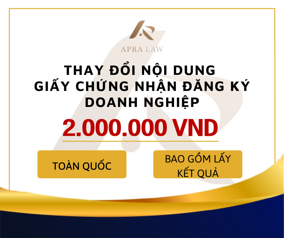 VOUCHER - [TT006] - THAY ĐỔI NỘI DUNG GIẤY CHỨNG NHẬN ĐĂNG KÝ DOANH NGHIỆP - Công ty Luật Apra