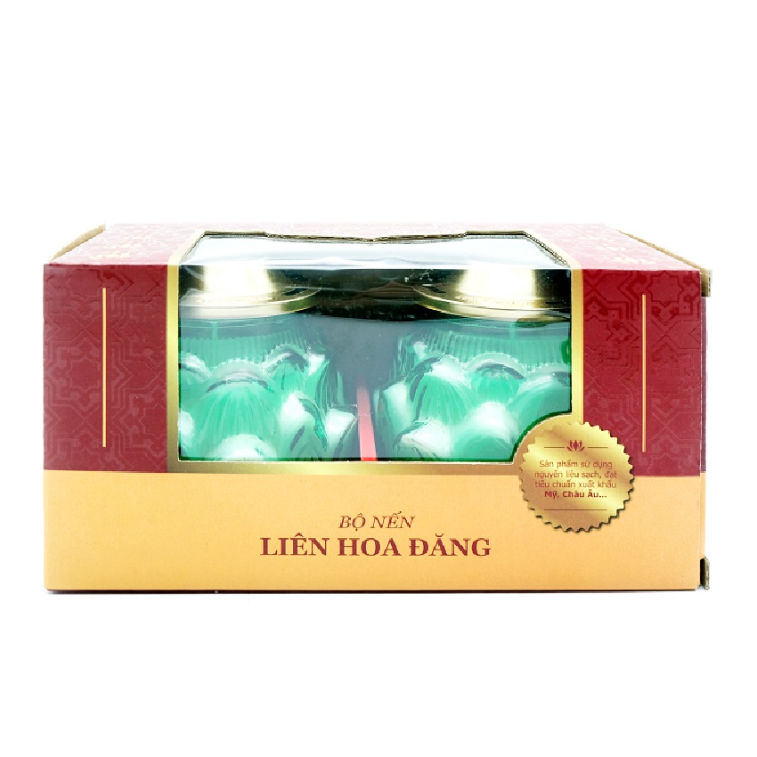 Bộ nến LIÊN HOA ĐĂNG - Hộp 2 hũ nến thơm hình hoa sen Lucky Prayer LUC6088 (Lựa chọn màu)