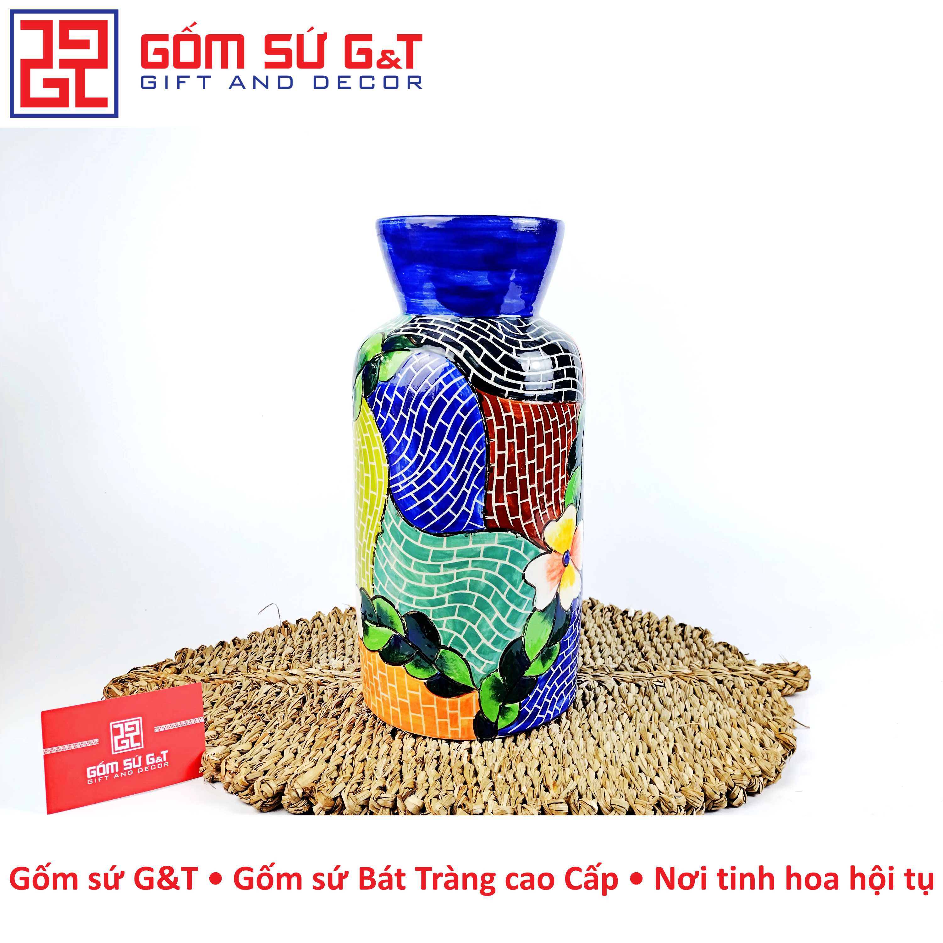 Lọ hoa cổ vát chuồn chuồn Gốm Sứ G&T