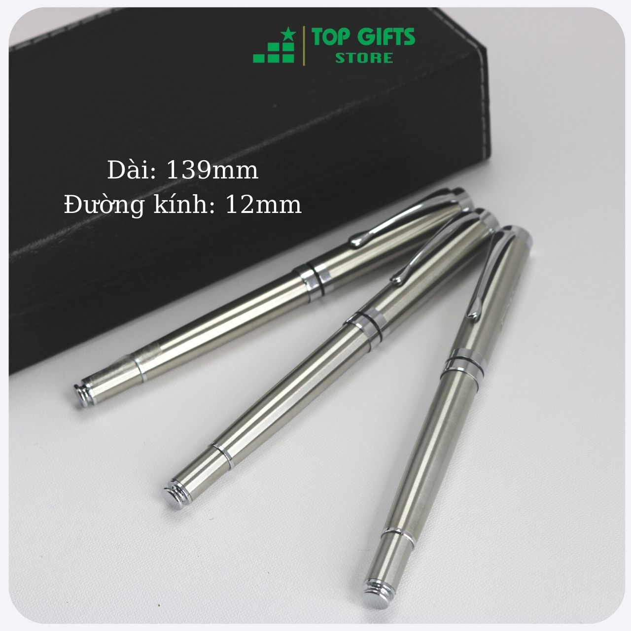 Bút ký khắc tên nắp BẠC PB027 ngòi 0.5mm| Quà tặng sinh nhật sếp + Ruột bút + Hộp đựng