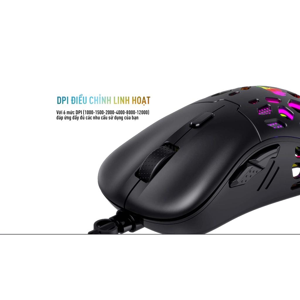 Chuột Gaming Có Dây HAVIT MS955 RGB Blacklit, 6 Chế Độ DPI, 20 Triệu Lần Nhấn - Hàng Chính Hãng