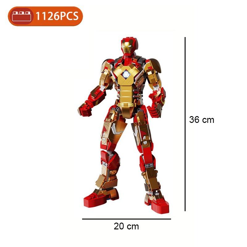 Đồ chơi Lắp ráp Ironman Mark MK42, 6011 Người sắt Marvel, Xếp hình thông minh, Mô hình siêu anh hùng