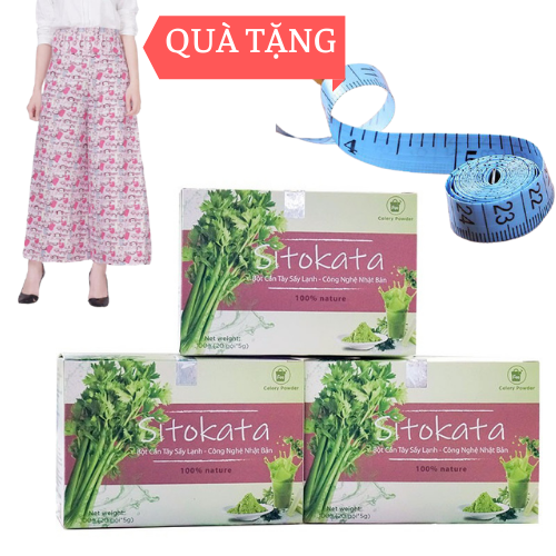 Combo 3 Hộp Bột Cần Tây SITOKATA Giảm Cân - Đẹp Da, Tặng Kèm Thước Dây Màu Ngẫu Nhiên