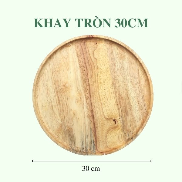 Khay gỗ trang trí đựng đồ ăn chụp ảnh - Thớt gỗ decor cho nhà hàng khách sạn quán ăn - Tròn 30cm