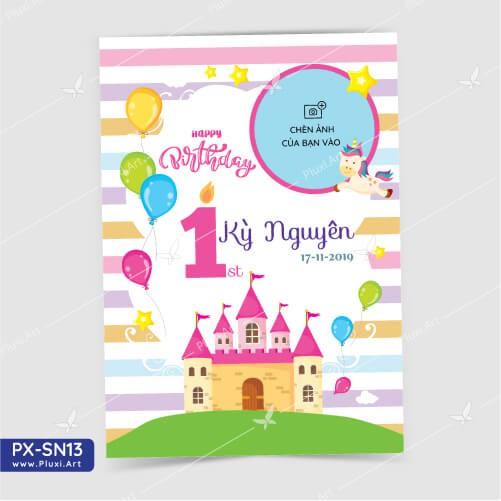 Thiệp thôi nôi – sinh nhật theo yêu cầu Pluxi