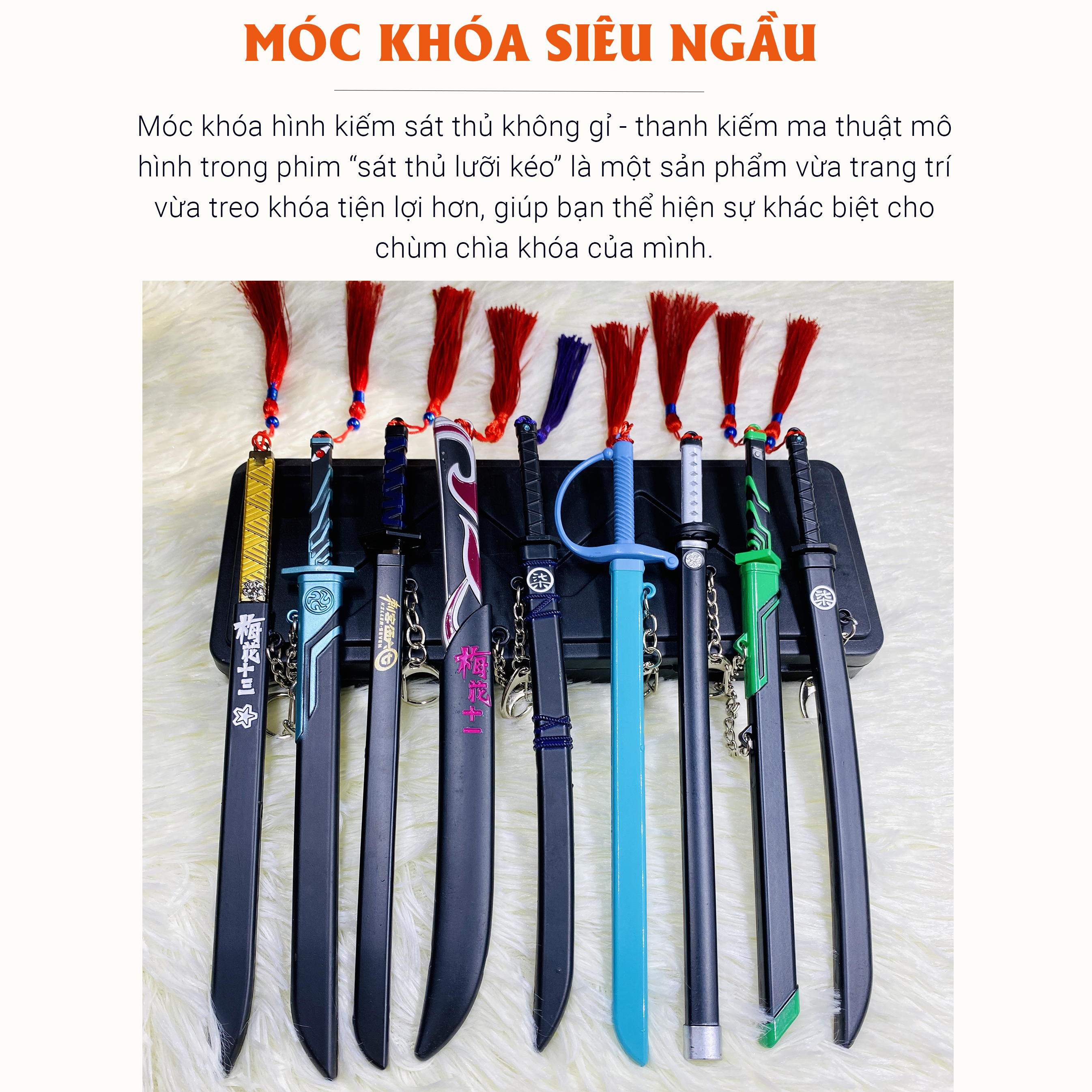 Kiếm đồ chơi móc khóa kiếm sát thủ lưỡi kéo không gỉ thanh kiếm hoa mai mô hình 22cm